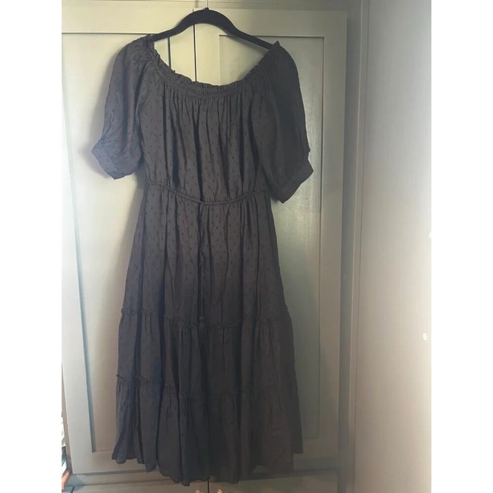 Bishop + Young black swiss dot tiered dress